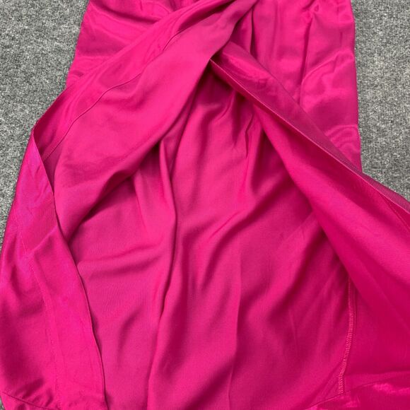Maeve Tulip Satin Skirt Women 2 Anthropologie Pink Rose Front Split Button Front - Picture 7 of 16